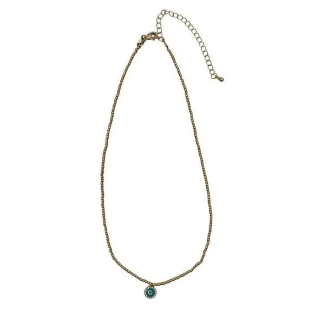 Mini Evil Eye Pendant 14" Choker Necklace - Picture 2 of 2